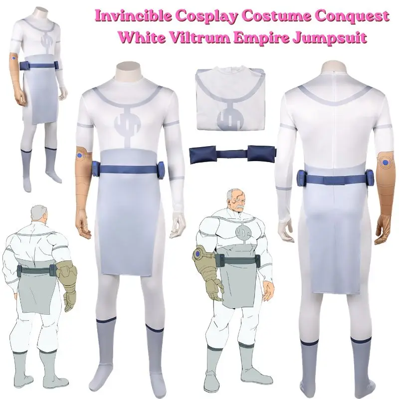 Anime Conquest Cosplay Costume Halloween Carnival party Roleplay Fancy New Invincible White Viltrum Empire Jumpsuit Belt
Anime Conquest Cosplay Costume Halloween Carnival party Roleplay Fancy New Invincible White Viltrum Empire Jumpsuit Belt