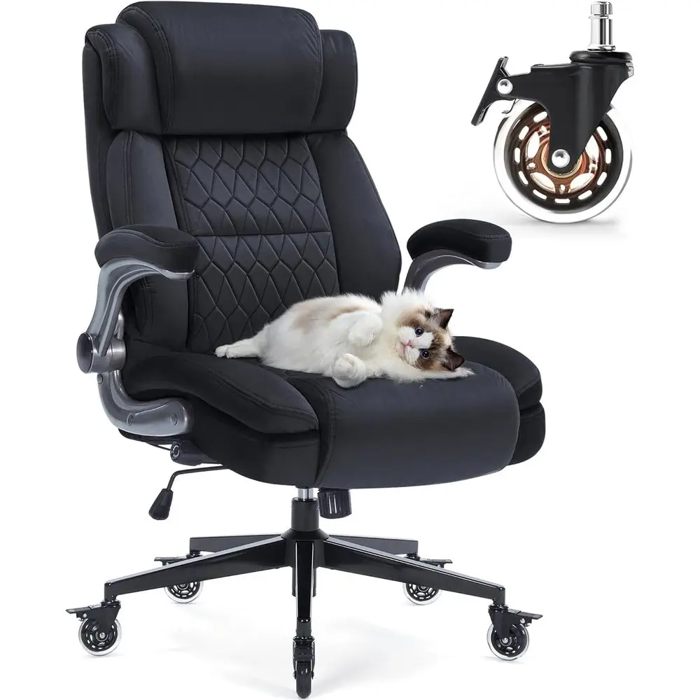 Ergonomic High-Back Desk Chair for 400lbs - Thick Padded Cloth, Adjustable Lumbar Support, Flip-Up Arms, Locking Wheels
Ergonomic High-Back Desk Chair for 400lbs - Thick Padded Cloth, Adjustable Lumbar Support, Flip-Up Arms, Locking Wheels