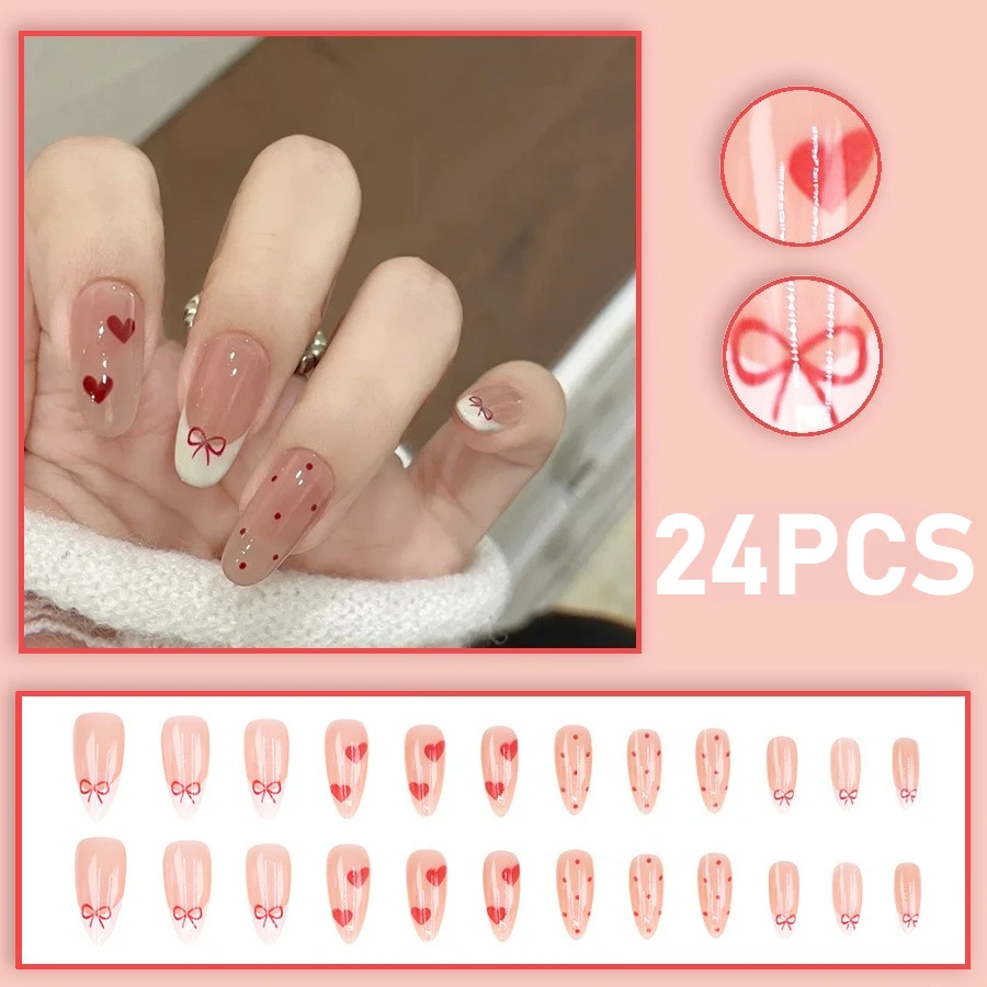 24PCS Press on Nails French White Border Polka Dot Bow Nail Art Patch Caring and Sweet Wearing Removable Fake Nails
24PCS Press on Nails French White Border Polka Dot Bow Nail Art Patch Caring and Sweet Wearing Removable Fake Nails