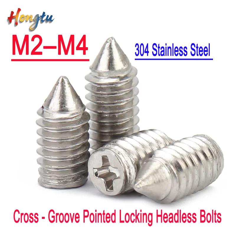 304 Stainless Steel Cross - Groove Pointed Locking Headless Bolts for Precision Fixing, M2–M4 Sizes
304 Stainless Steel Cross - Groove Pointed Locking Headless Bolts for Precision Fixing, M2–M4 Sizes