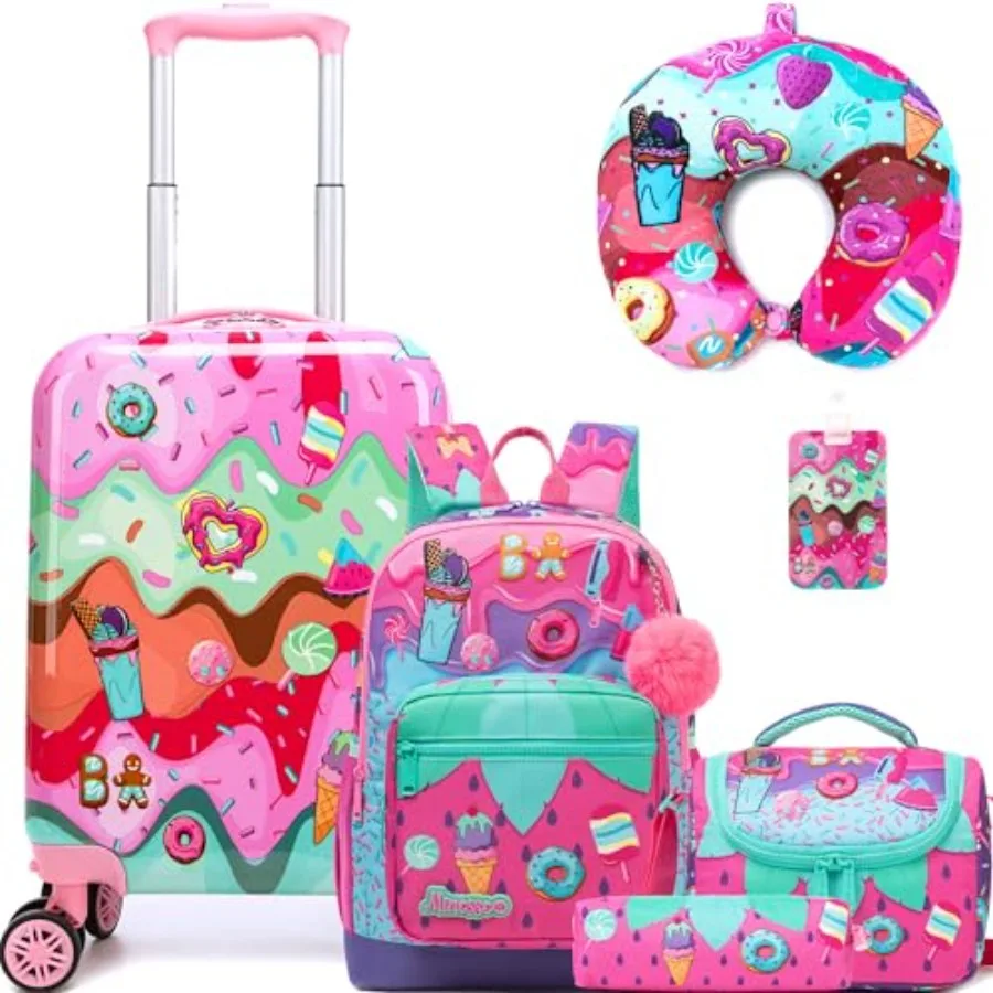 Cute Kid's Luggage Set 5 Pcs Suitcase Set 16'' Hardside Luggage with Spinner Wheels Girls Carry on Toddler Travel Rolling Suitc
Cute Kid's Luggage Set 5 Pcs Suitcase Set 16'' Hardside Luggage with Spinner Wheels Girls Carry on Toddler Travel Rolling Suitc