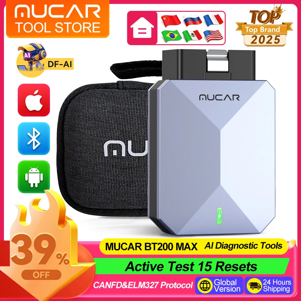 MUCAR BT200 MAX Diagnostic Tools All System AI OBD2 Scanner Lifetime Free Update CAN FD BI-Directional Mucar Diagnostic Scanner
MUCAR BT200 MAX Diagnostic Tools All System AI OBD2 Scanner Lifetime Free Update CAN FD BI-Directional Mucar Diagnostic Scanner