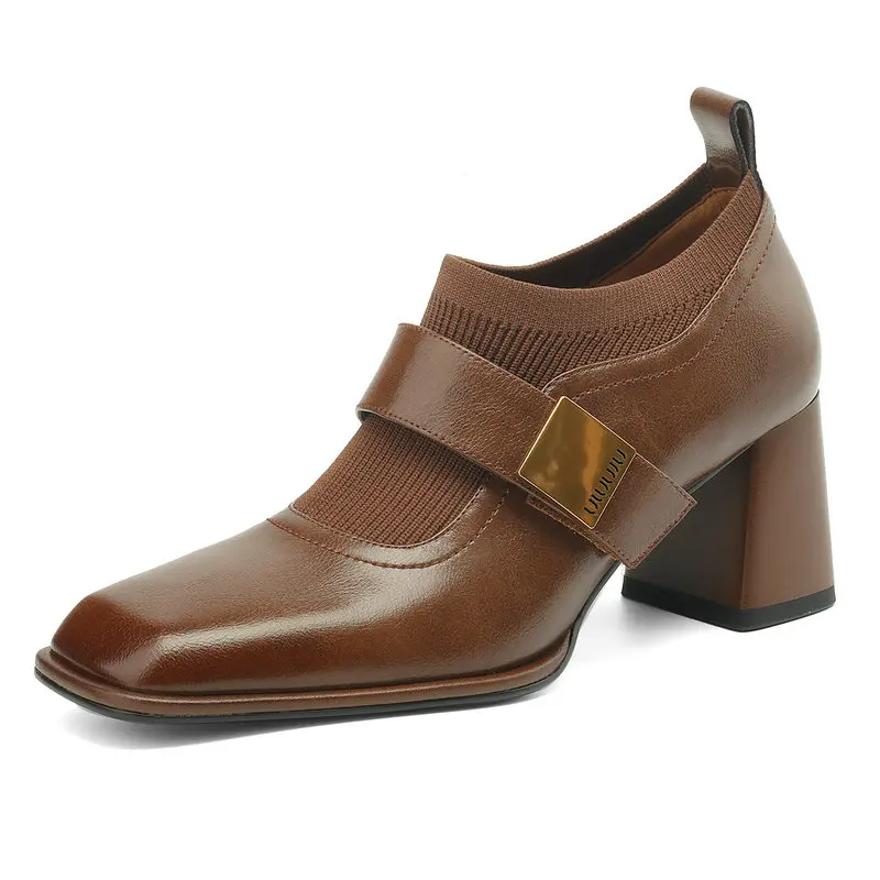Genuine Leather High Heels Slip On Women Pumps Spring Square Toe Shoes Woman for Working Casual Size 34-43
Genuine Leather High Heels Slip On Women Pumps Spring Square Toe Shoes Woman for Working Casual Size 34-43
