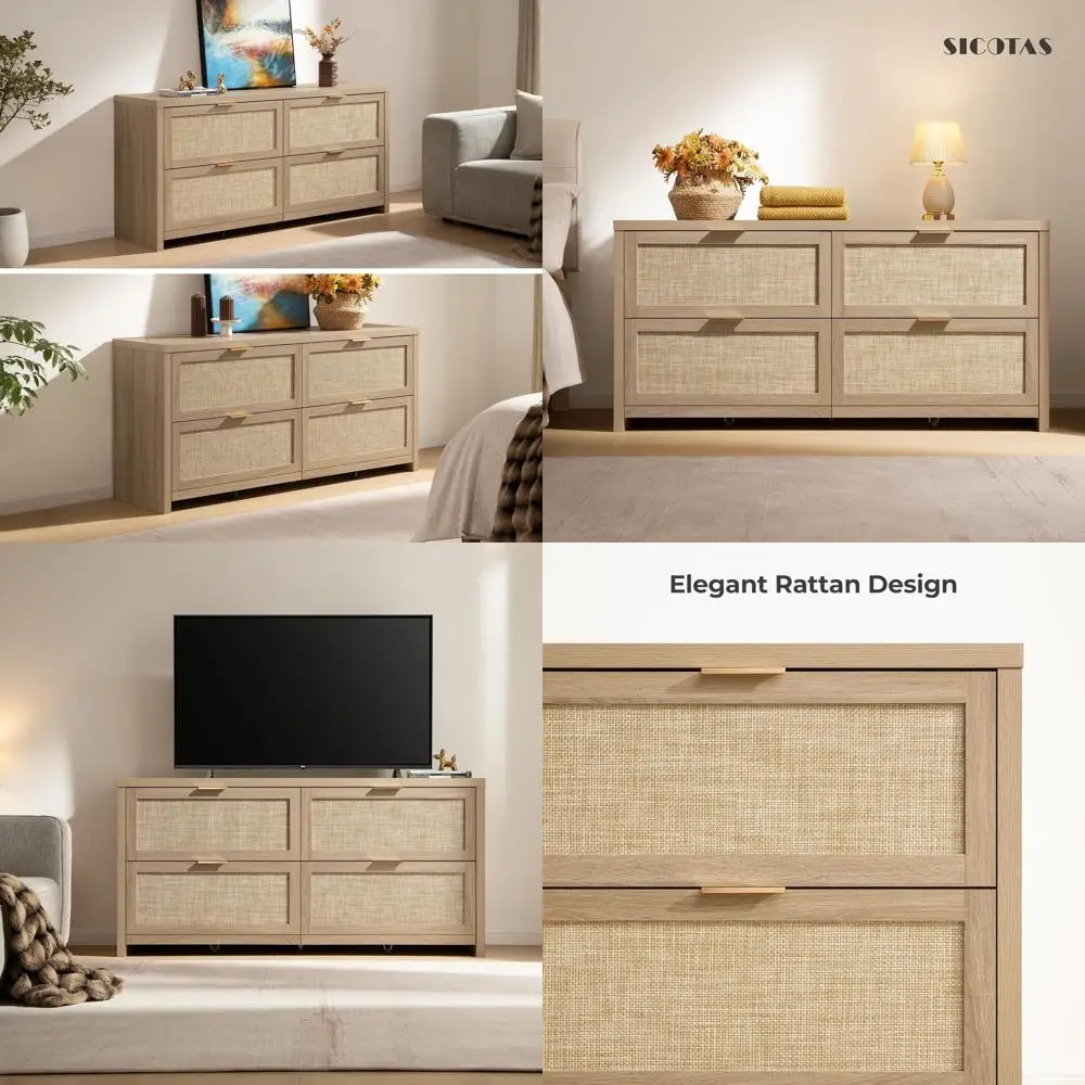 Large Drer or Bedroom Set 2, Rattan Drers with 4 Deep Ders, Long Chest o Ders or Closet, armhouse TV Stand(Reclaimed Light Oak,
Large Drer or Bedroom Set 2, Rattan Drers with 4 Deep Ders, Long Chest o Ders or Closet, armhouse TV Stand(Reclaimed Light Oak,