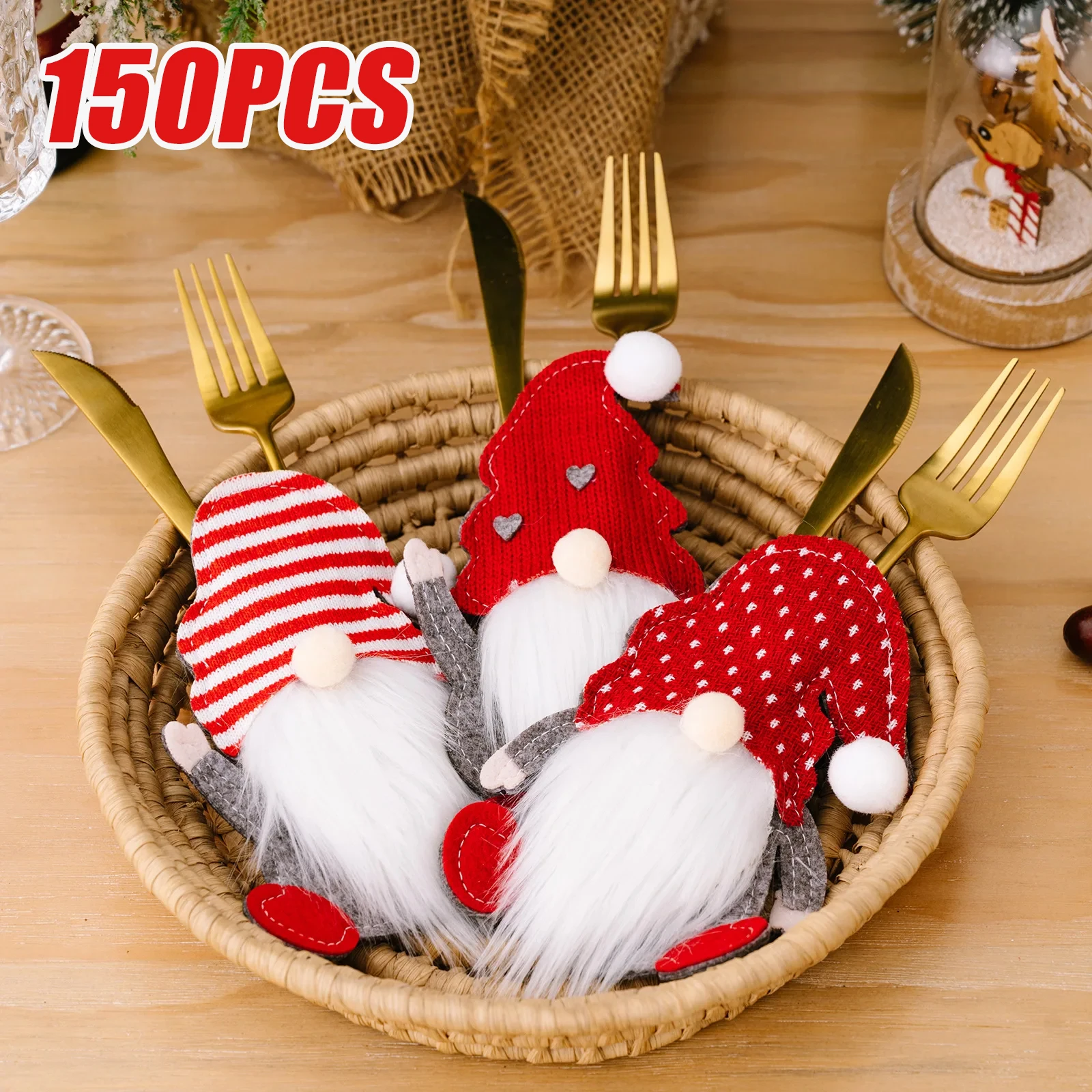 150pcs New Christmas Decorations Gnome Knife and Fork Set Faceless Old Man Knife and Fork Bag Rudolph Cutlery Set
150pcs New Christmas Decorations Gnome Knife and Fork Set Faceless Old Man Knife and Fork Bag Rudolph Cutlery Set