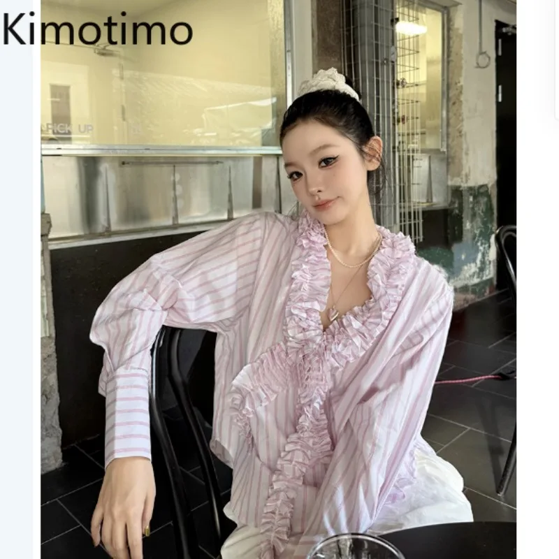 Kimotimo Pink Striped Fungus V Neck Shirt Women French Lazy Loose Long Sleeve Blouse Spring Casual Design All Match Crop Tops
Kimotimo Pink Striped Fungus V Neck Shirt Women French Lazy Loose Long Sleeve Blouse Spring Casual Design All Match Crop Tops