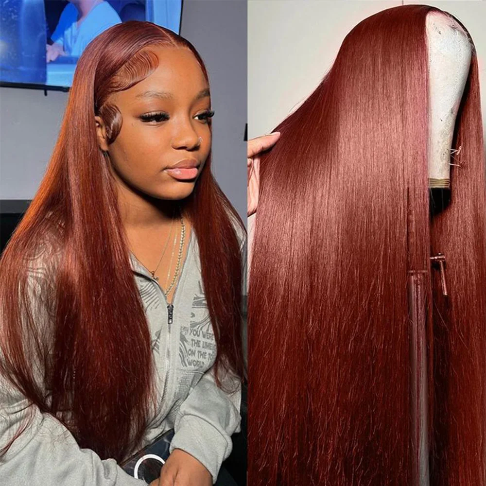 36 Inch Reddish Brown 13x6 13x4 HD Lace Front Human Hair Wig Straight Wigs Human Hair Pre Plucked with Baby Hair 200 Density
36 Inch Reddish Brown 13x6 13x4 HD Lace Front Human Hair Wig Straight Wigs Human Hair Pre Plucked with Baby Hair 200 Density