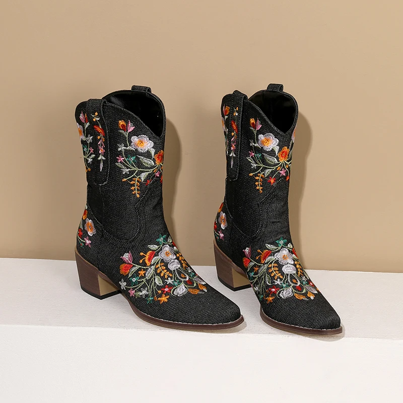 2025 New Vintage Denim Embroidered in The Boot Thick Heel 5CM Pointy Design Comfortable Vintage Ankle Boots
2025 New Vintage Denim Embroidered in The Boot Thick Heel 5CM Pointy Design Comfortable Vintage Ankle Boots