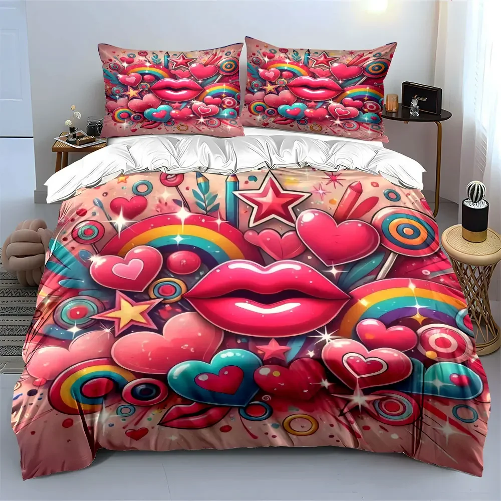 Colorful Heart and Rainbow Set Decor Bedding Set with 1 Duvet Cover 2 Pillowcases Single Double King Queen, Gift
Colorful Heart and Rainbow Set Decor Bedding Set with 1 Duvet Cover 2 Pillowcases Single Double King Queen, Gift