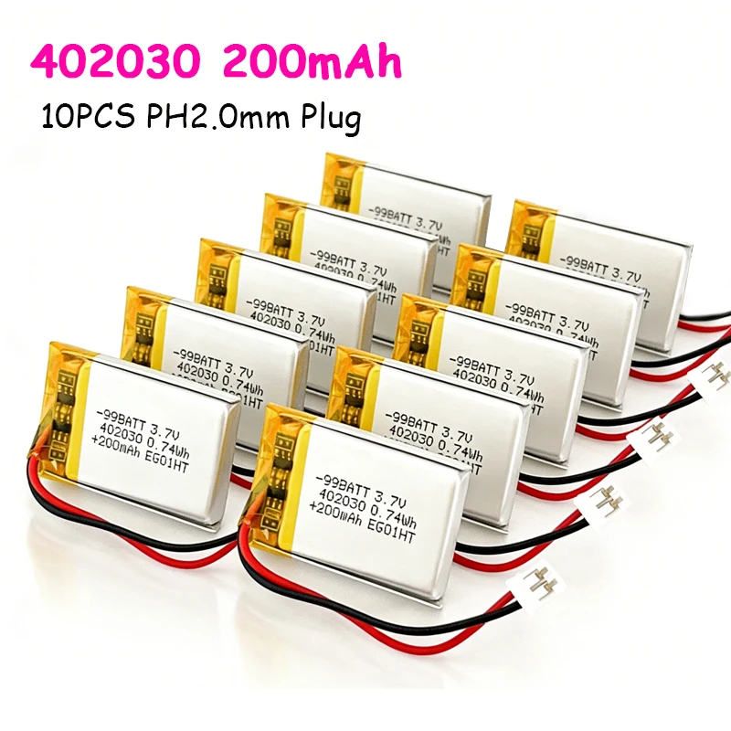 10pcs 402030 200mAh 3.7V LiPolymer Battery for Smart Bracelet Voice Recorder GPS Tablet PC Pet Training Tool Webcam Rechargeable
10pcs 402030 200mAh 3.7V LiPolymer Battery for Smart Bracelet Voice Recorder GPS Tablet PC Pet Training Tool Webcam Rechargeable