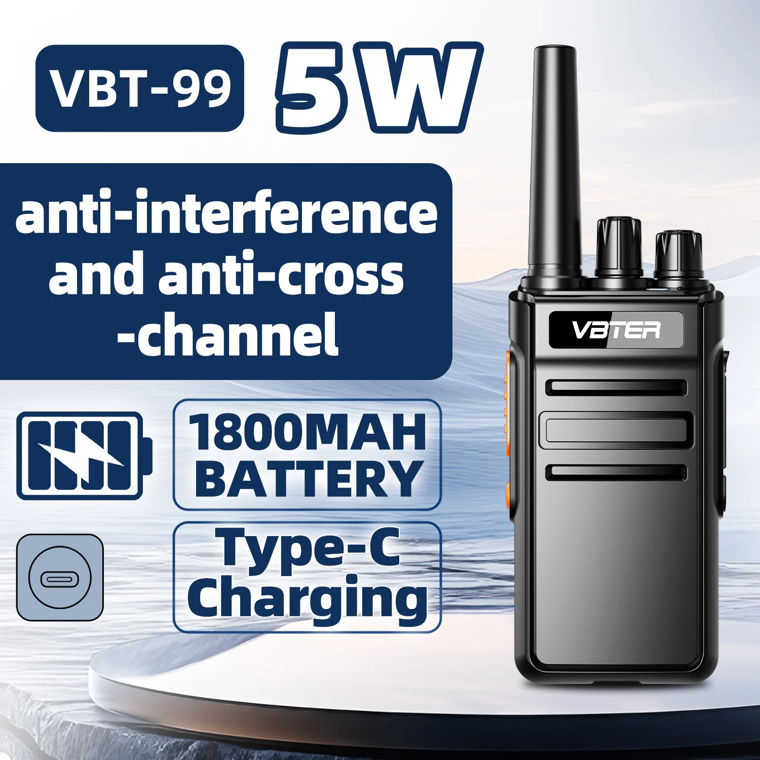 2PCS VBTER Walkie-talkie UHF 400-470MHz 1800mAh Large capacity battery fast charge design sense of lightness portable radio
2PCS VBTER Walkie-talkie UHF 400-470MHz 1800mAh Large capacity battery fast charge design sense of lightness portable radio
