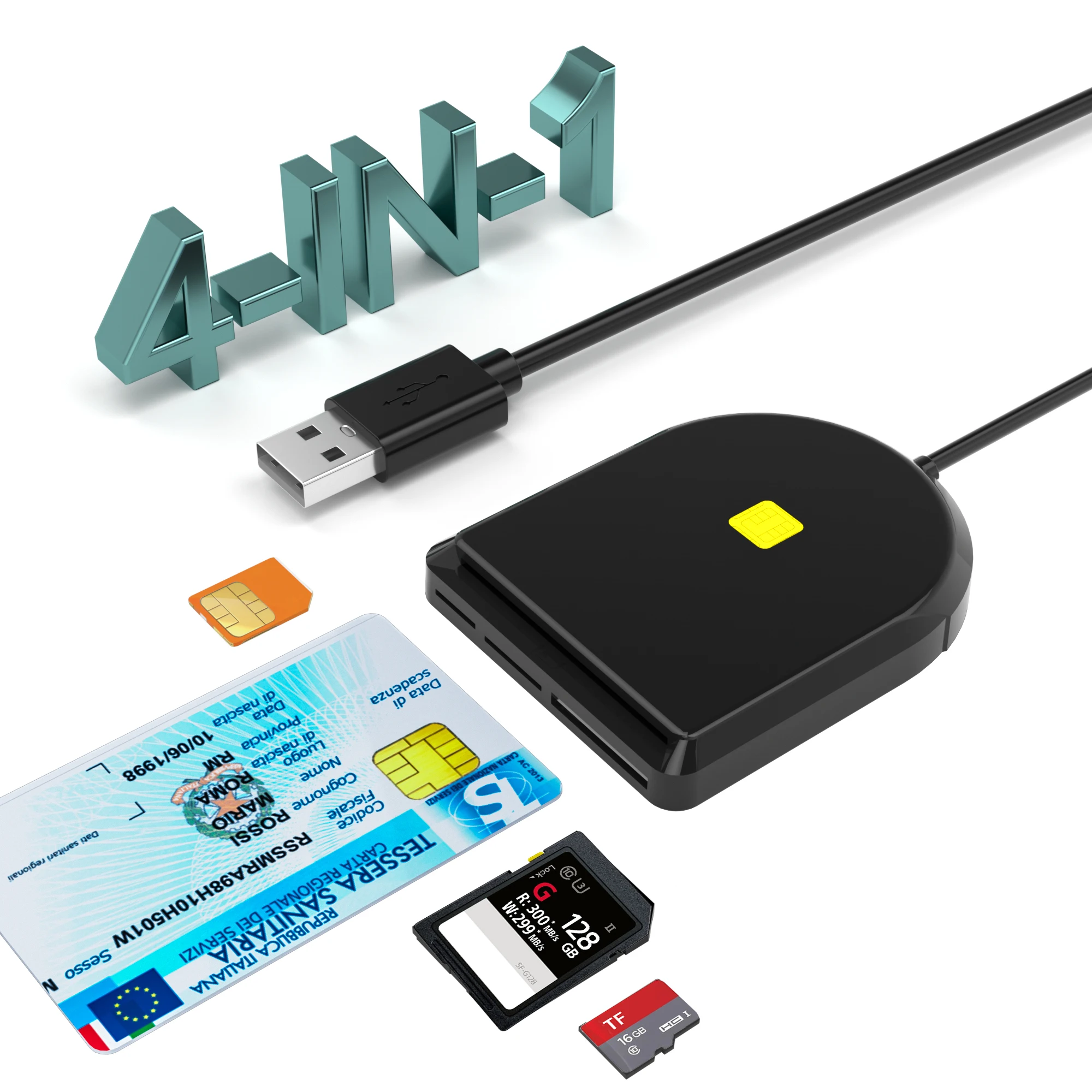 SIM Card Reader Driver-free, ID/TF/SD Mobile Phone 4-in-1, Applied to Digital Signature/CAC/ID/Bank/E-Tax/Health Card/Edit Sim
SIM Card Reader Driver-free, ID/TF/SD Mobile Phone 4-in-1, Applied to Digital Signature/CAC/ID/Bank/E-Tax/Health Card/Edit Sim