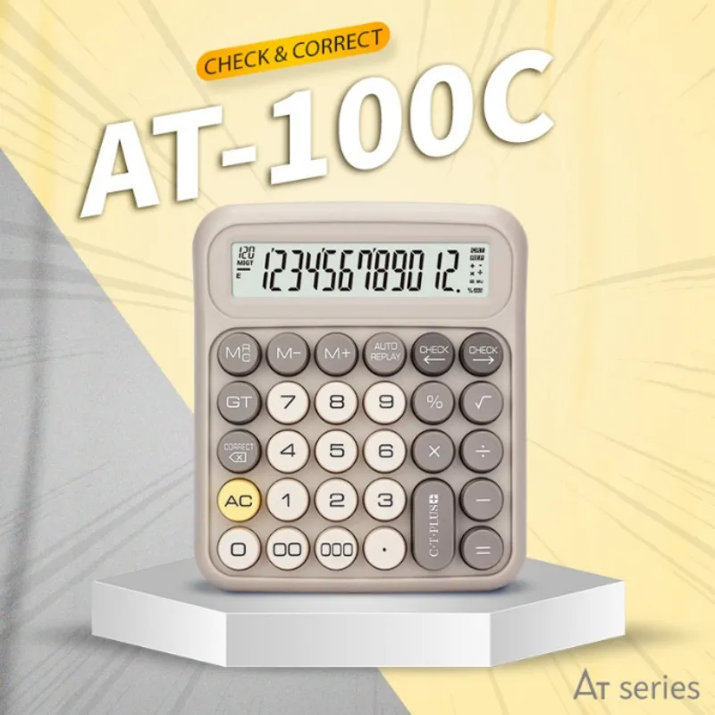 New AT-100C Supply Calculator Solar Dual Power 12 Digit Display Student Model Tax Rate Calculator
New AT-100C Supply Calculator Solar Dual Power 12 Digit Display Student Model Tax Rate Calculator