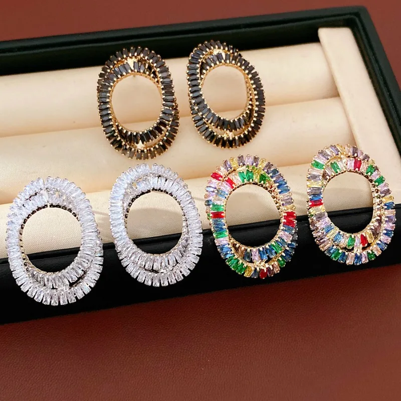 Korean New Cross Earrings Black White Colorful Oval Zircon Luxury Elegant Women Party Daily Fashion Jewelry
Korean New Cross Earrings Black White Colorful Oval Zircon Luxury Elegant Women Party Daily Fashion Jewelry