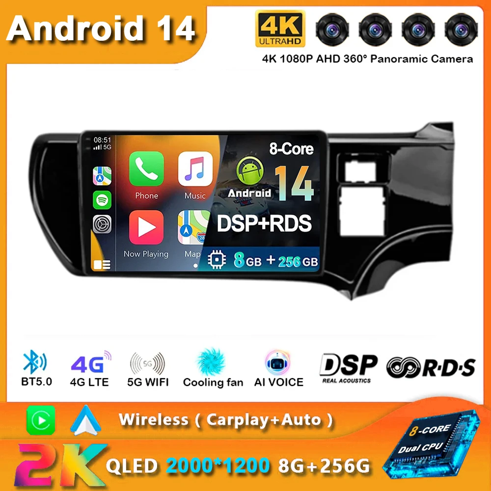 Android 14 Carplay 4G WIFI Car Radio For Toyota Aqua Prius C 2011-2017 Navigation GPS Multimedia Video Player 2Din DVD Stereo BT
Android 14 Carplay 4G WIFI Car Radio For Toyota Aqua Prius C 2011-2017 Navigation GPS Multimedia Video Player 2Din DVD Stereo BT