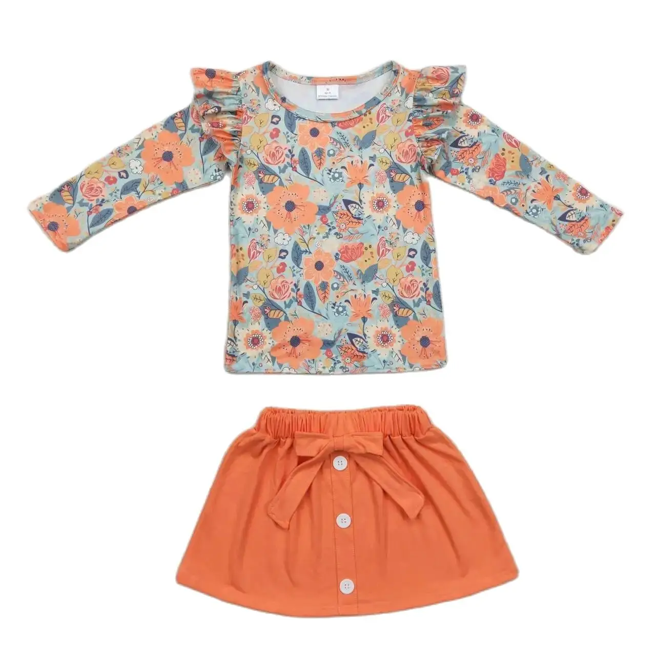 GLD0591 Kids Girl Autumn Outfit Sets Long Sleeves Top Flowers Green Print With Orange Skirt Suit Children Clothes
GLD0591 Kids Girl Autumn Outfit Sets Long Sleeves Top Flowers Green Print With Orange Skirt Suit Children Clothes