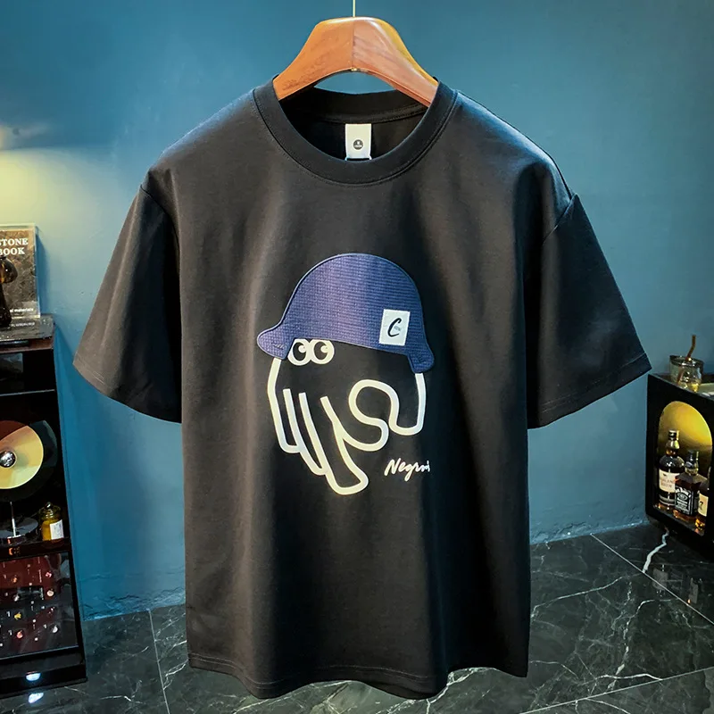Summer printed embroidered T-shirt men's high-end fashion trend loose breathable versatile short sleeved top
Summer printed embroidered T-shirt men's high-end fashion trend loose breathable versatile short sleeved top