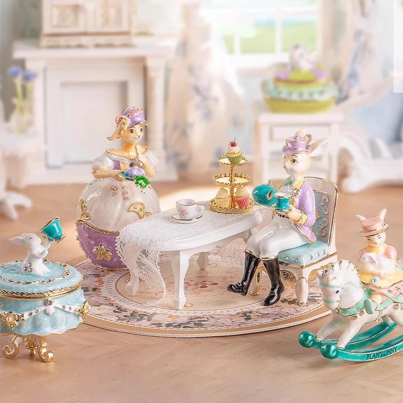 English afternoon tea series enamel zinc alloy gentleman rabbit statue jewelry box, European retro jewelry storage box ornament
English afternoon tea series enamel zinc alloy gentleman rabbit statue jewelry box, European retro jewelry storage box ornament
