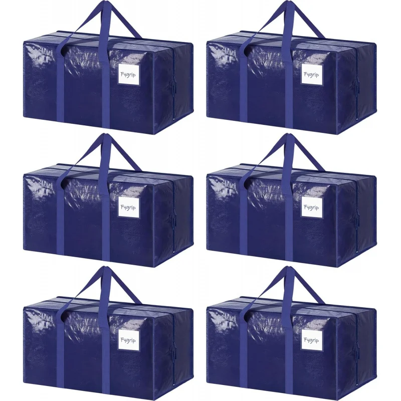 6-Pack Extra Heavy Duty Large Moving Bags - Strong Zipper, Comfort Handles, Sturdy Clothes Storage Totes (Dark Blue) for College
6-Pack Extra Heavy Duty Large Moving Bags - Strong Zipper, Comfort Handles, Sturdy Clothes Storage Totes (Dark Blue) for College