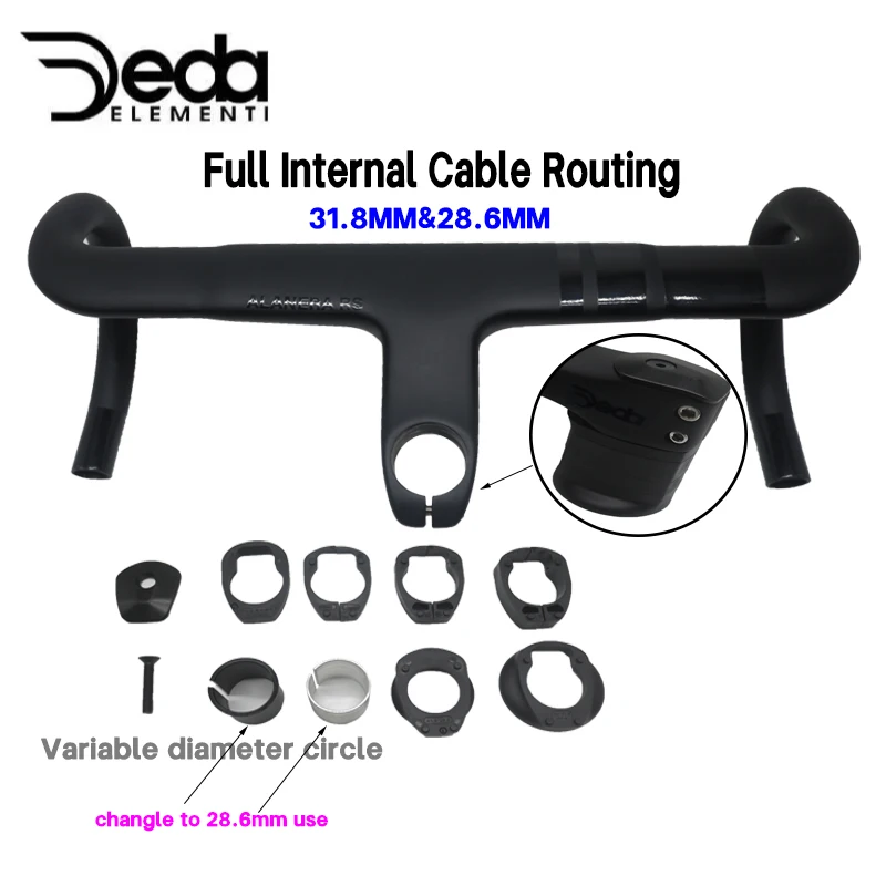 DEDA T1000 Carbon handlebar 380-440mm Internal Wiring Integrated Handlebar 31.8mm/28.6mm with Bike spacer road bike frame parts
DEDA T1000 Carbon handlebar 380-440mm Internal Wiring Integrated Handlebar 31.8mm/28.6mm with Bike spacer road bike frame parts