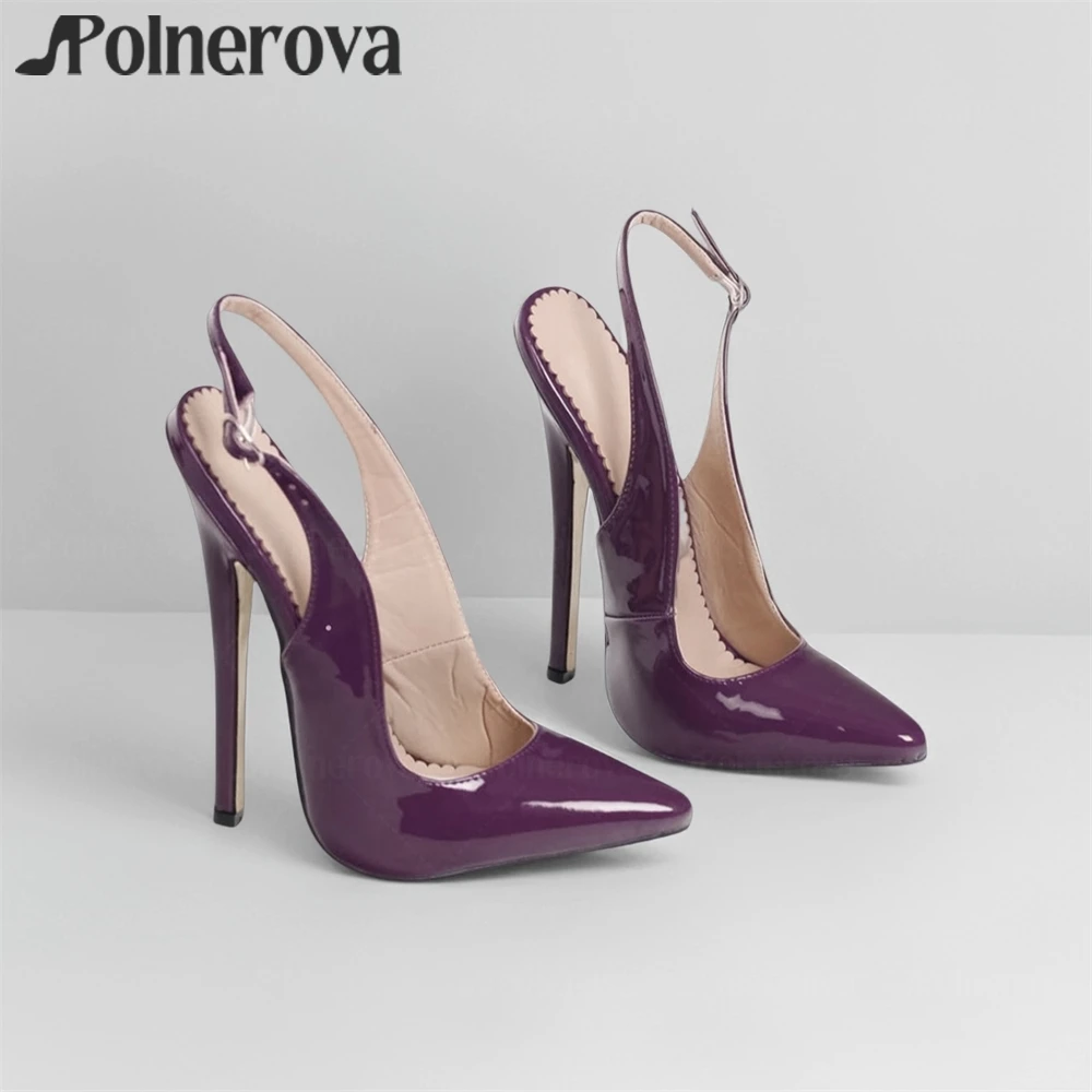 18cm Pointed Toe Slingback Pumps Sexy Purple Patent Leather Stilettos Fetish Extremely High Heels for Women Large Size Stilettos
18cm Pointed Toe Slingback Pumps Sexy Purple Patent Leather Stilettos Fetish Extremely High Heels for Women Large Size Stilettos