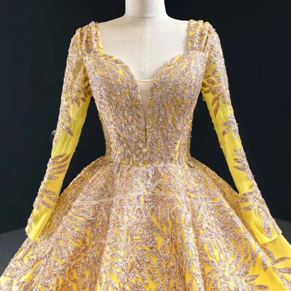Robe Luxe 2026 Soirée Women's Sequined Yellow Evening Dress Long Sleeve Sweetheart Neck Lace-Up Back Special Occasion Gown
Robe Luxe 2026 Soirée Women's Sequined Yellow Evening Dress Long Sleeve Sweetheart Neck Lace-Up Back Special Occasion Gown