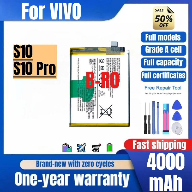 B-R0 for VIVO S10/S10 Pro Phone Battery 0 Cycle High Quality High Capacity Battery Replacement Bateria Grade A Cell with Tools
B-R0 for VIVO S10/S10 Pro Phone Battery 0 Cycle High Quality High Capacity Battery Replacement Bateria Grade A Cell with Tools