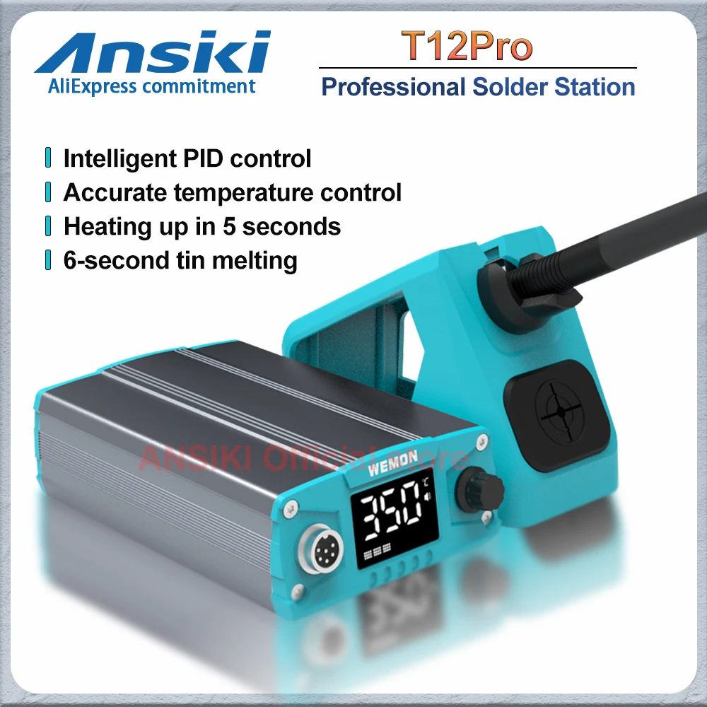 WEMON T12Pro Solder Station 75W Digital display Constant temperature With T12-BLS Tips For PCB Precision welding repair Tools
WEMON T12Pro Solder Station 75W Digital display Constant temperature With T12-BLS Tips For PCB Precision welding repair Tools