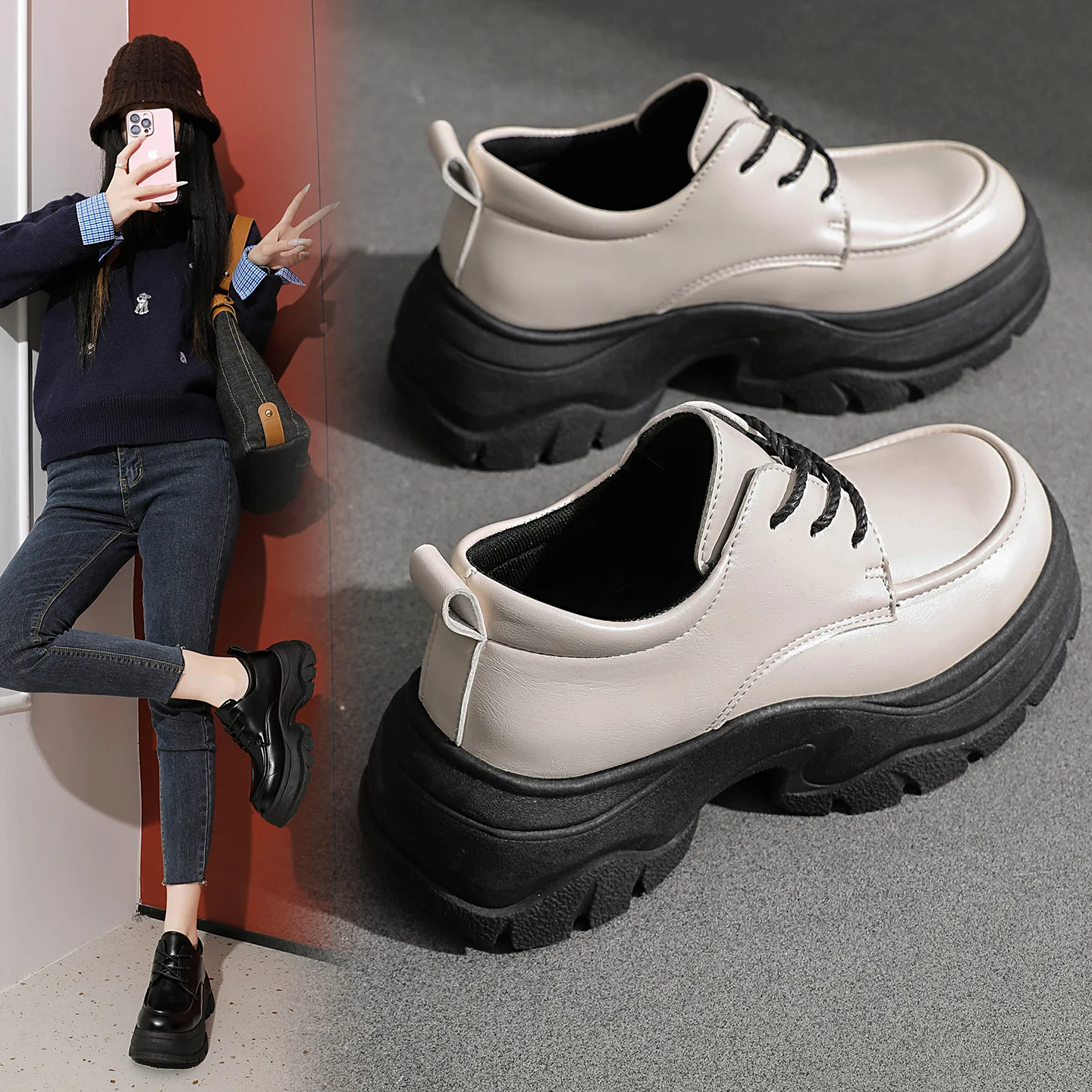 2026, весенние женские новые лоферы на толстой подошве, увеличивающие рост, кожаные туфли на высоком каблуке в стиле ретро на платформе
2026, весенние женские новые лоферы на толстой подошве, увеличивающие рост, кожаные туфли на высоком каблуке в стиле ретро на платформе