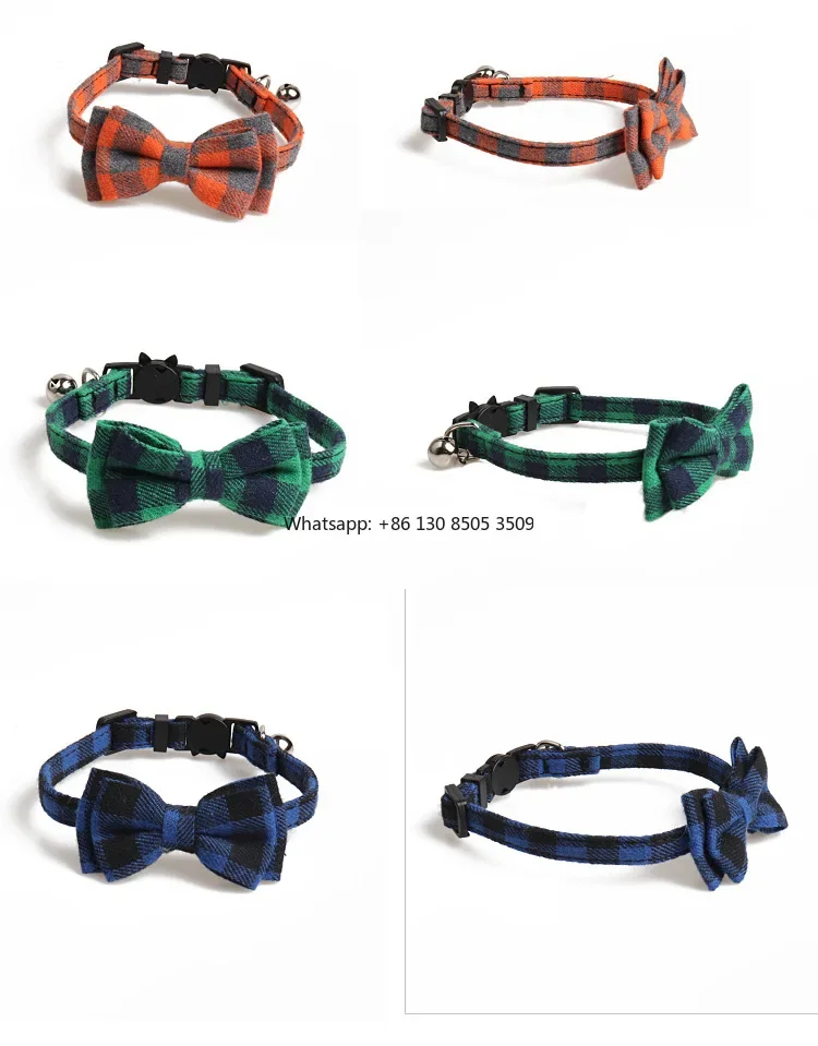 10pcs Manufacturer Wholesale Multi-colors Plaid Design Cat Collar with Bowknot Bell
10pcs Manufacturer Wholesale Multi-colors Plaid Design Cat Collar with Bowknot Bell