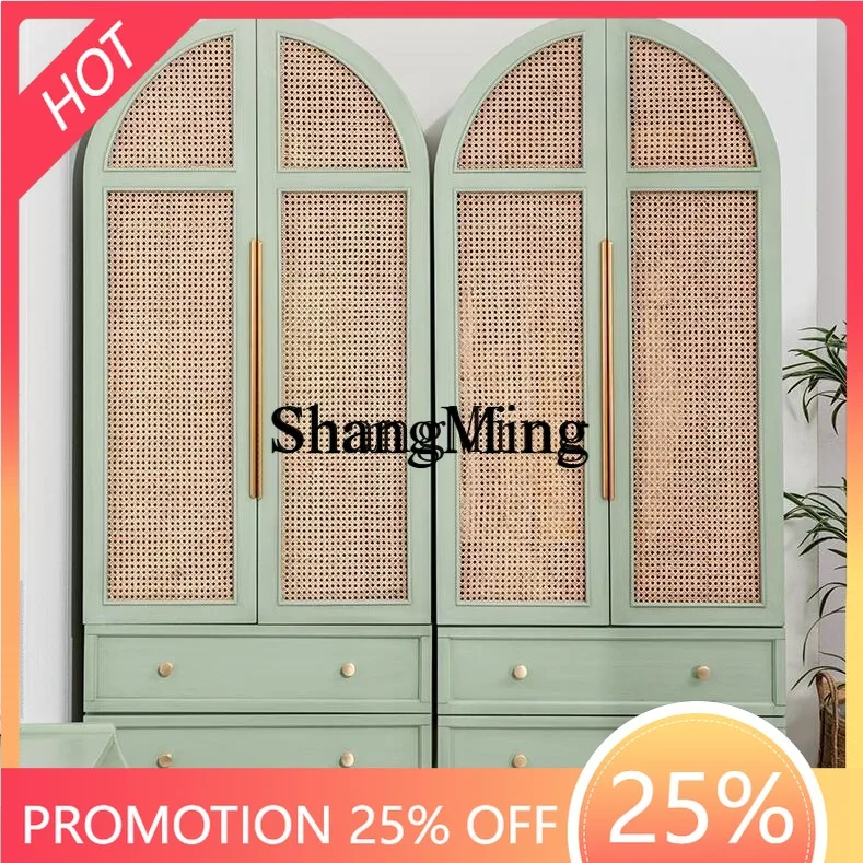 SM Household High Value Solid Wood Rattan Wardrobe Storage Small Apartment Retro Homestay Arch Dome Flat Door Storage Cabinet
SM Household High Value Solid Wood Rattan Wardrobe Storage Small Apartment Retro Homestay Arch Dome Flat Door Storage Cabinet