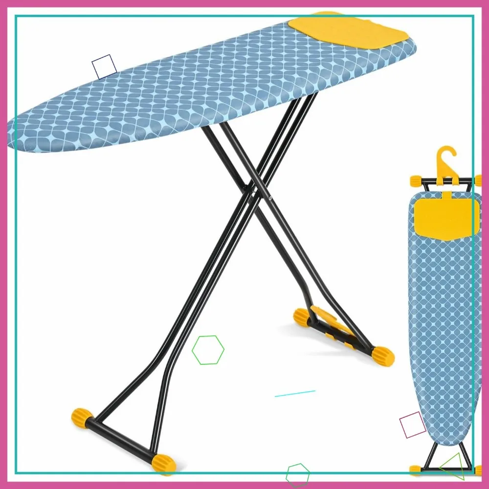 Space-Saver Ironing Board with Iron Rest, 13x43 inch, Height Adjustable, Wall Mount & Closet Hanger, Yellow
Space-Saver Ironing Board with Iron Rest, 13x43 inch, Height Adjustable, Wall Mount & Closet Hanger, Yellow