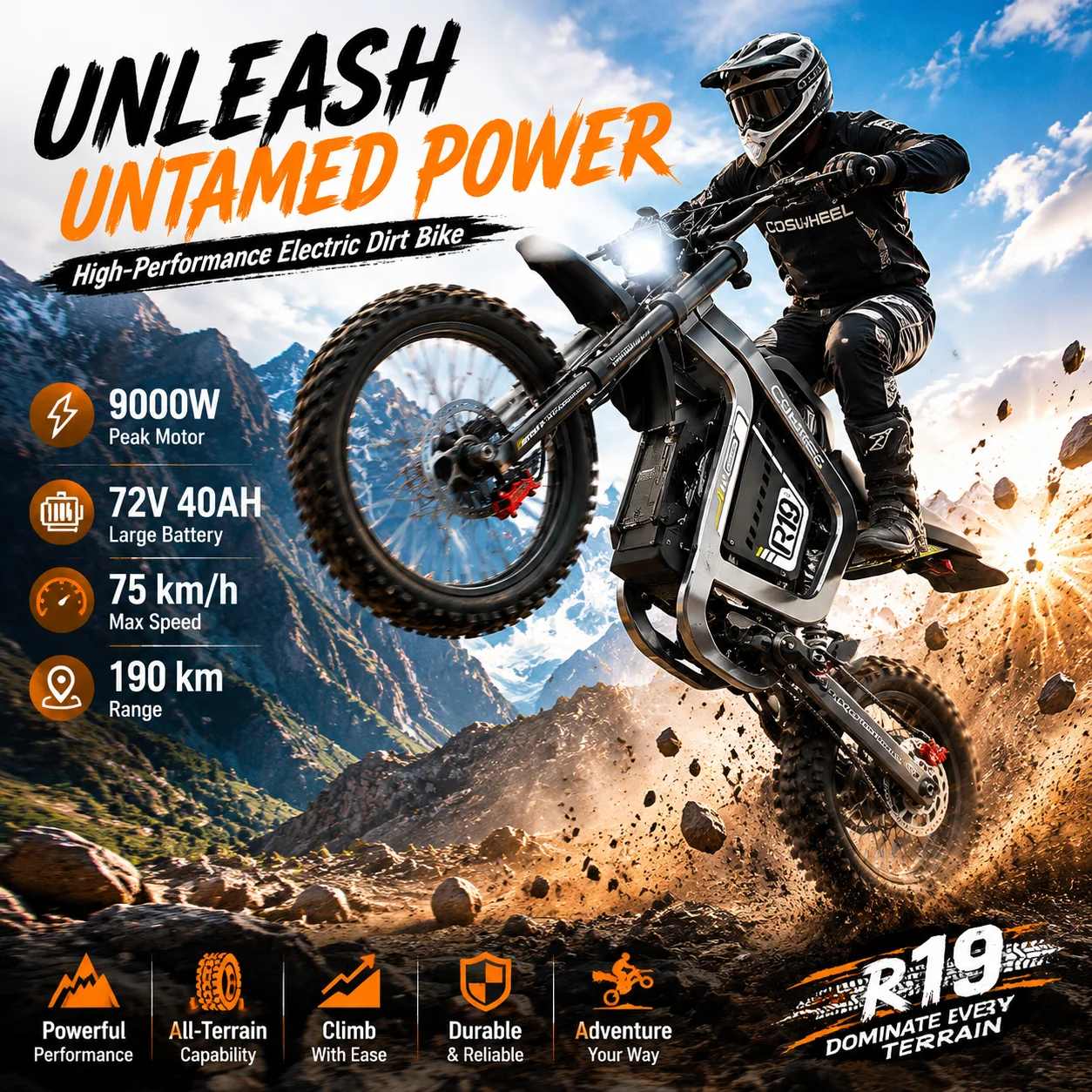Electric Bike 72V 40AH Battery Ebike New 9000W Peak Electric Bicycle Off-road E Bike Adult Max96km/h Mountain Electric Dirt Bike
Electric Bike 72V 40AH Battery Ebike New 9000W Peak Electric Bicycle Off-road E Bike Adult Max96km/h Mountain Electric Dirt Bike