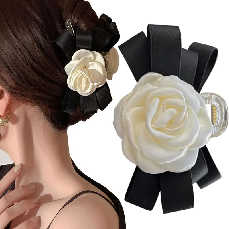 Camellia Bow Hair Clip, White Flower Black Bow Claw Clip, Floral Hair Accessory for Women Girls
Camellia Bow Hair Clip, White Flower Black Bow Claw Clip, Floral Hair Accessory for Women Girls