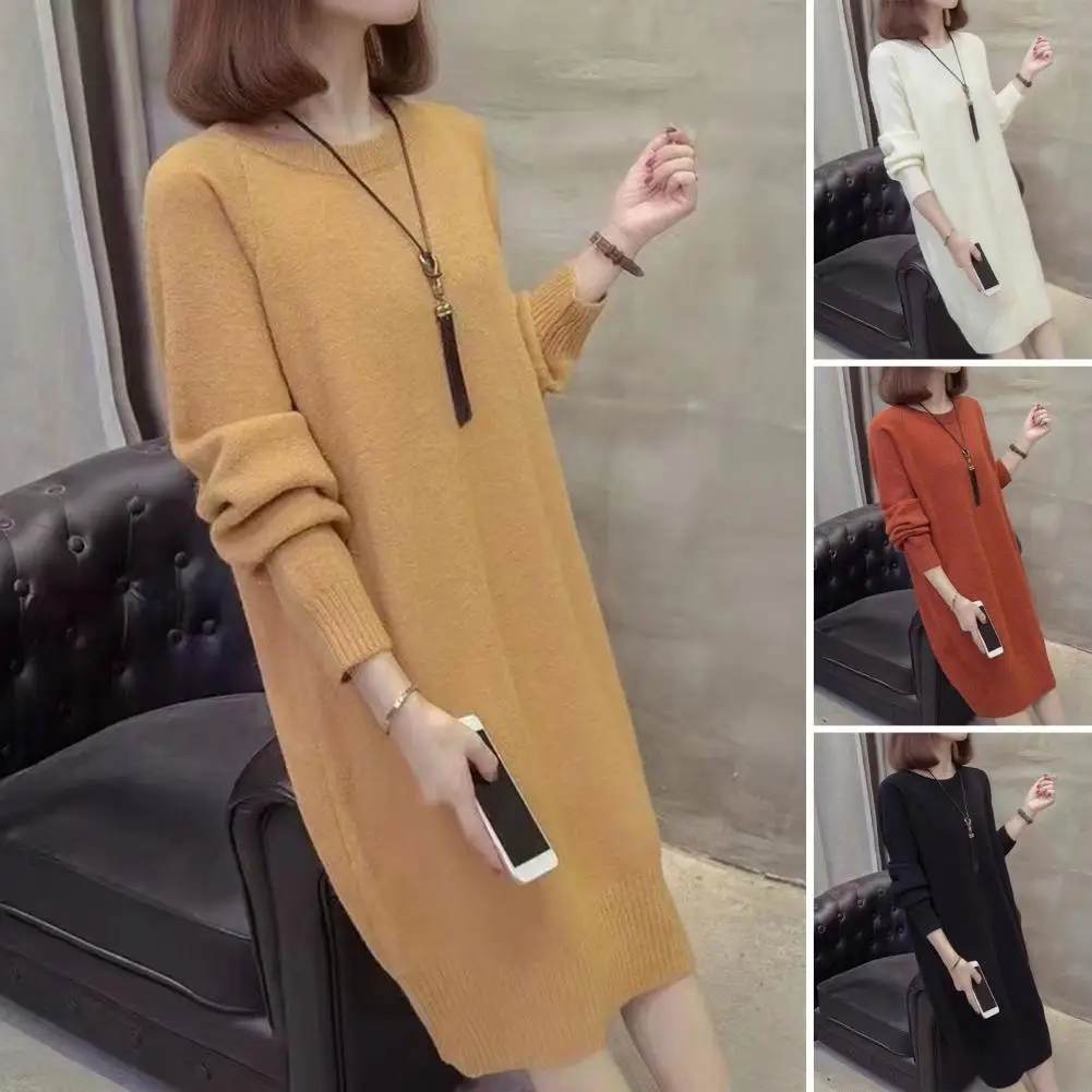 Mid-calf Length Women Sweater Cozy Knitted Women's Sweater Dress with Long Sleeve Mid-calf Length Solid Color Elastic for Fall
Mid-calf Length Women Sweater Cozy Knitted Women's Sweater Dress with Long Sleeve Mid-calf Length Solid Color Elastic for Fall