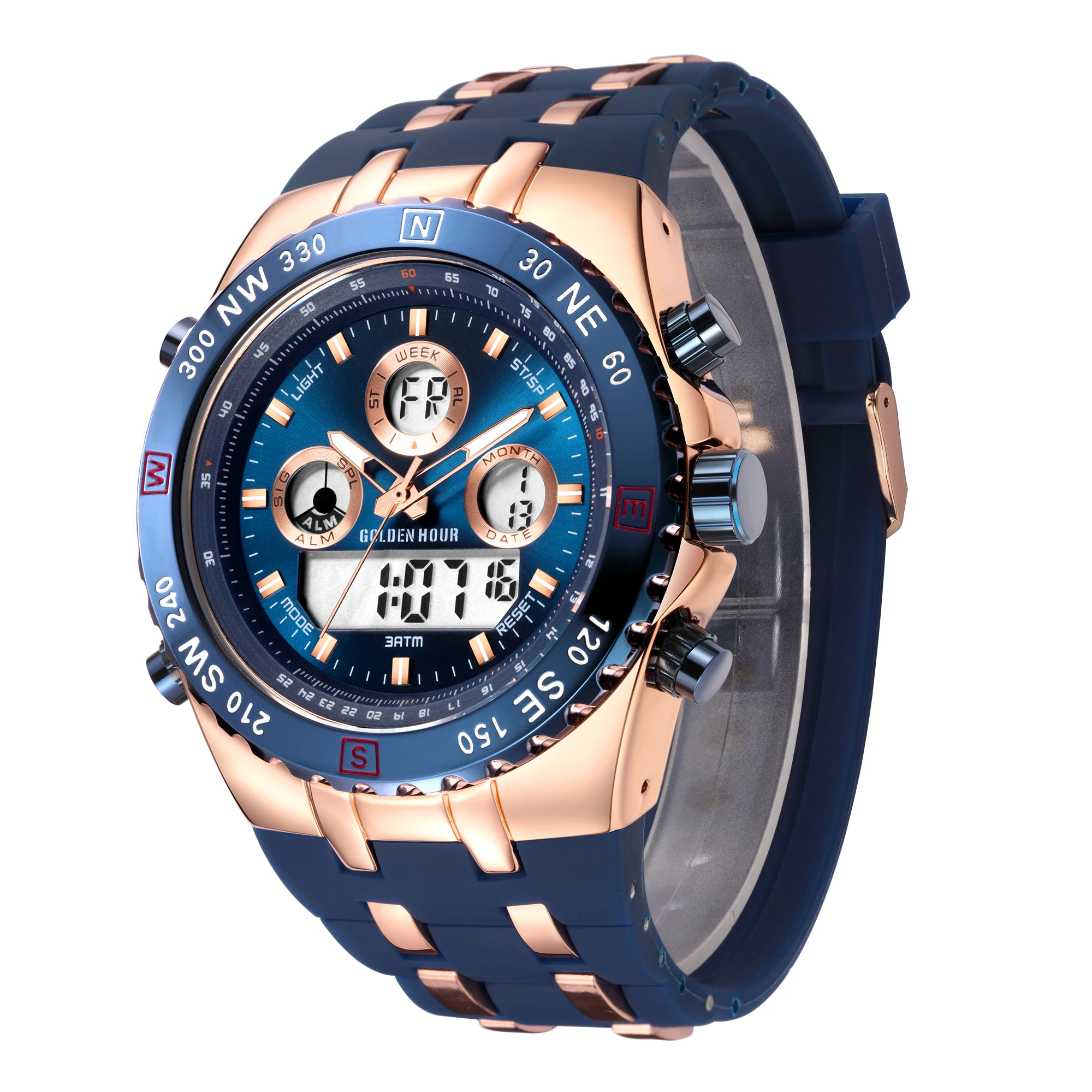 GOLDENHOUR Luxury Blue Men Watch Military Tactical Industrial Waterproof LED Digital Analog Dual Time Sport Silicone Wristwatch
GOLDENHOUR Luxury Blue Men Watch Military Tactical Industrial Waterproof LED Digital Analog Dual Time Sport Silicone Wristwatch