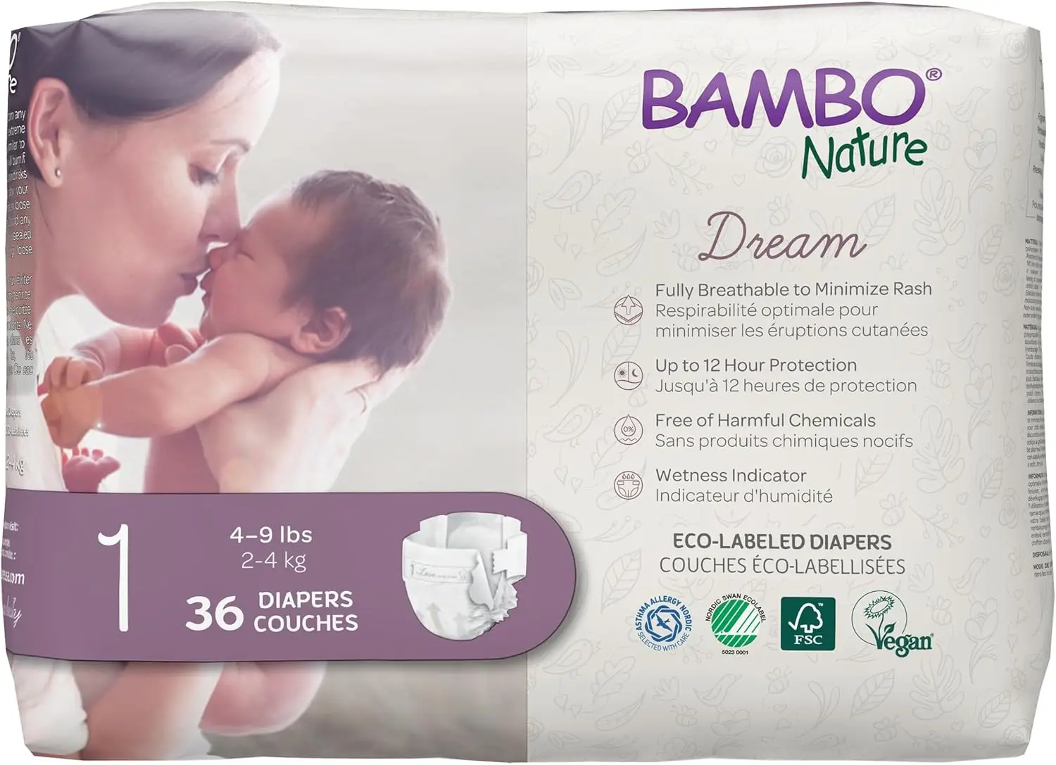 Premium Eco-Friendly Baby Diapers, Size 1 (4-9 Lbs), 36 Count
Premium Eco-Friendly Baby Diapers, Size 1 (4-9 Lbs), 36 Count