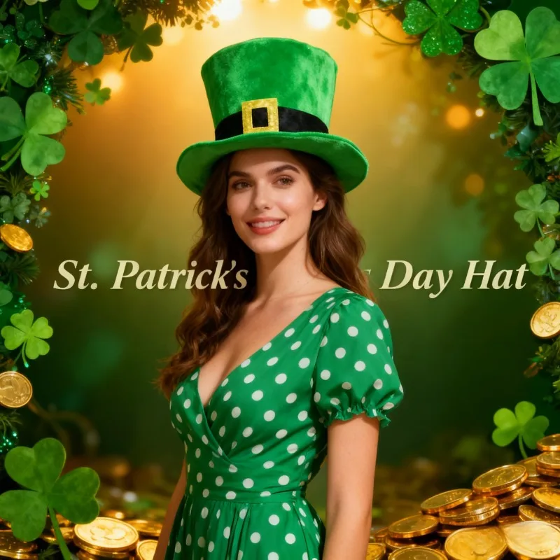 Irish Themed St Patricks Day Party Hat Green Digital Print Holiday
Irish Themed St Patricks Day Party Hat Green Digital Print Holiday
