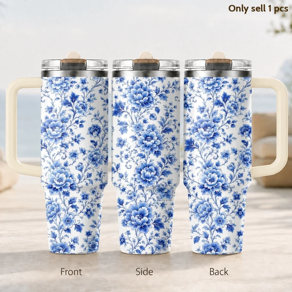 Blue Porcelain Flower Pattern Vacuum Flasks 40oz 3rd Gen Vacuum Insulated Stainless Steel Tumbler Cup with Handle
Blue Porcelain Flower Pattern Vacuum Flasks 40oz 3rd Gen Vacuum Insulated Stainless Steel Tumbler Cup with Handle