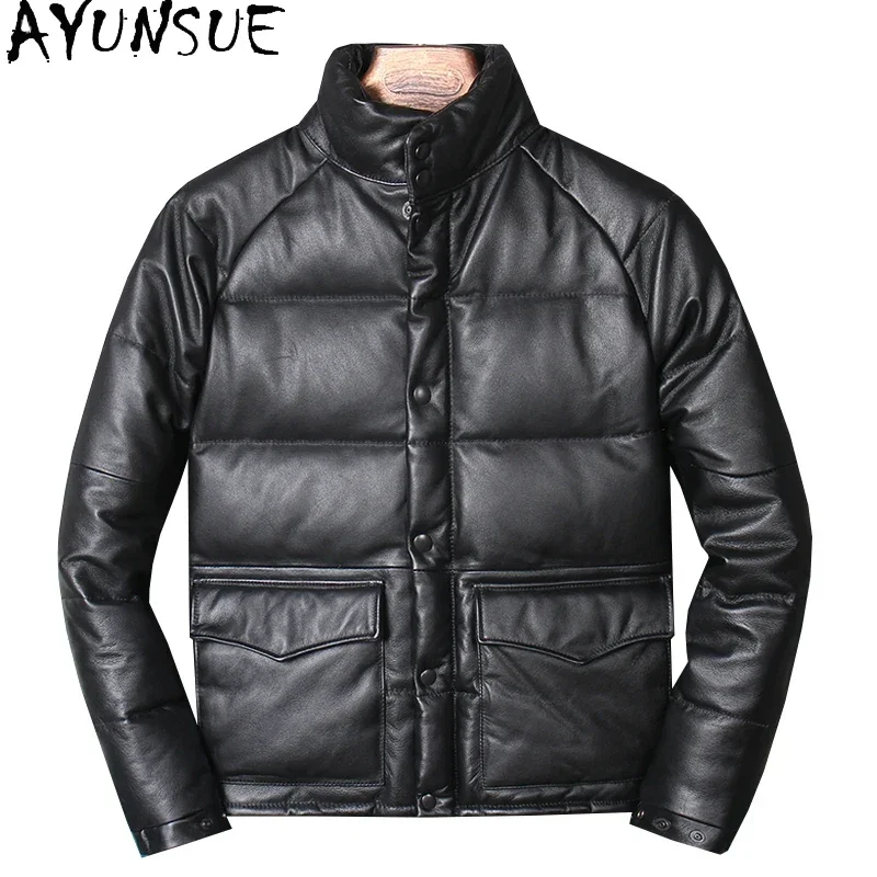 AYUNSUE Genuine Cow Leather Jacket Warm Mens Down Jacket Winter Thick Leather Coat Black Down Coats Manteau Homme Hiver SGG1021
AYUNSUE Genuine Cow Leather Jacket Warm Mens Down Jacket Winter Thick Leather Coat Black Down Coats Manteau Homme Hiver SGG1021