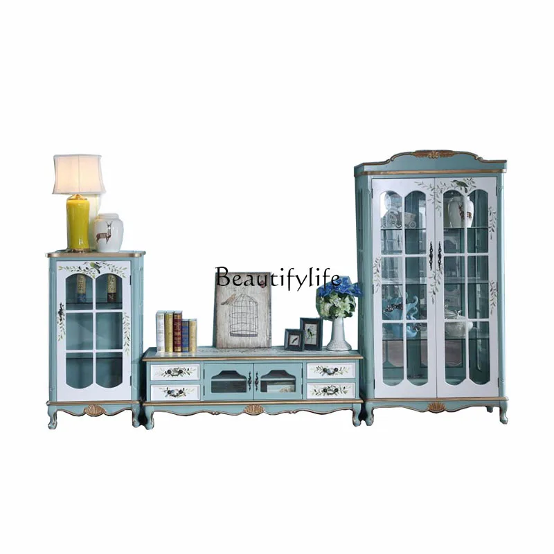 American stained glass cabinet TV cabinet Mediterranean living room European retro old
American stained glass cabinet TV cabinet Mediterranean living room European retro old