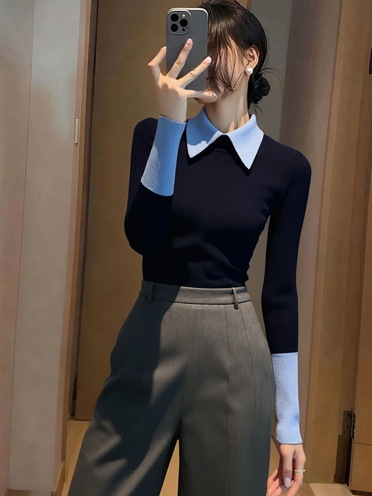 Вязаный пуловер Ele с длинными рукавами, облегающий, в стиле колор-блок, зимний топ, универсальный, высококачественный, в корейском стиле, свитер для женщин
Вязаный пуловер Ele с длинными рукавами, облегающий, в стиле колор-блок, зимний топ, универсальный, высококачественный, в корейском стиле, свитер для женщин