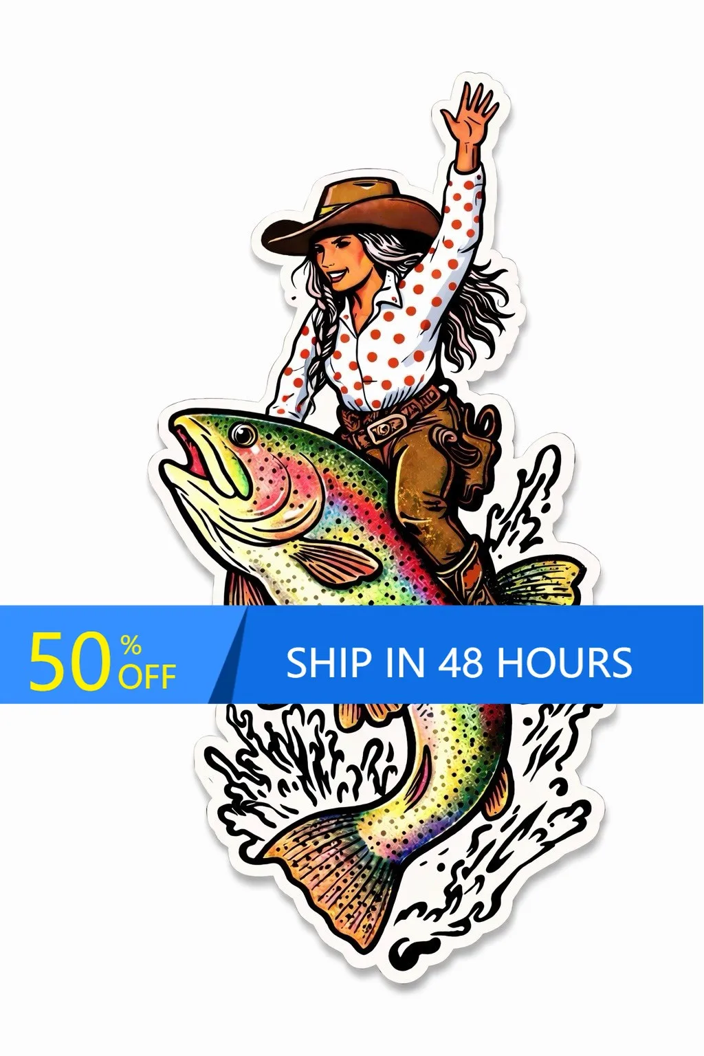 Trout Cowgirl Fly fishing Aesthetic Car Laptop Window Bumper Decoration Vintage Funny
Trout Cowgirl Fly fishing Aesthetic Car Laptop Window Bumper Decoration Vintage Funny