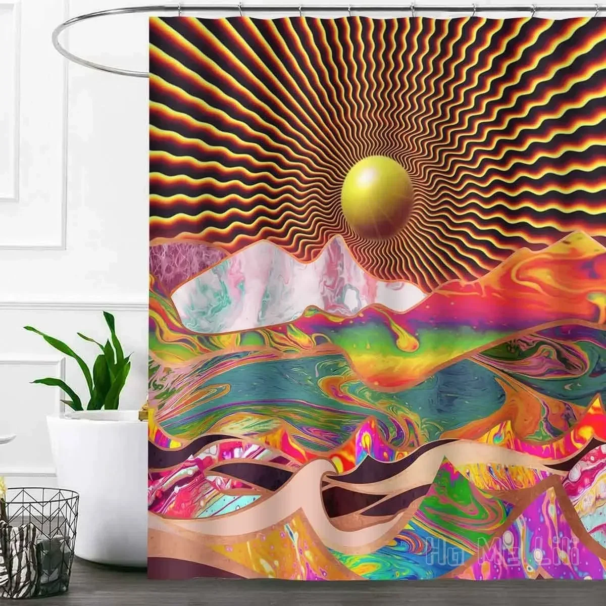 Психоделический горный душ Trippy Sun волнистые лучи красочные океанские волны жидкий декор для ванной комнаты
Психоделический горный душ Trippy Sun волнистые лучи красочные океанские волны жидкий декор для ванной комнаты