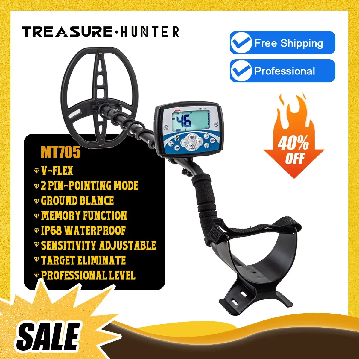 Treasure Hunter MT705 Professional V-Flex Underground Metal Detector Scanner 11" Coil Metal Detecting Waterproof Tool Pinpointer
Treasure Hunter MT705 Professional V-Flex Underground Metal Detector Scanner 11" Coil Metal Detecting Waterproof Tool Pinpointer
