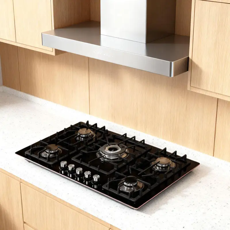 5-Burner Gas Stove Cooker Supports Kitchen Cookware with Built-in Cooktops for Household and Hotel Use.
5-Burner Gas Stove Cooker Supports Kitchen Cookware with Built-in Cooktops for Household and Hotel Use.