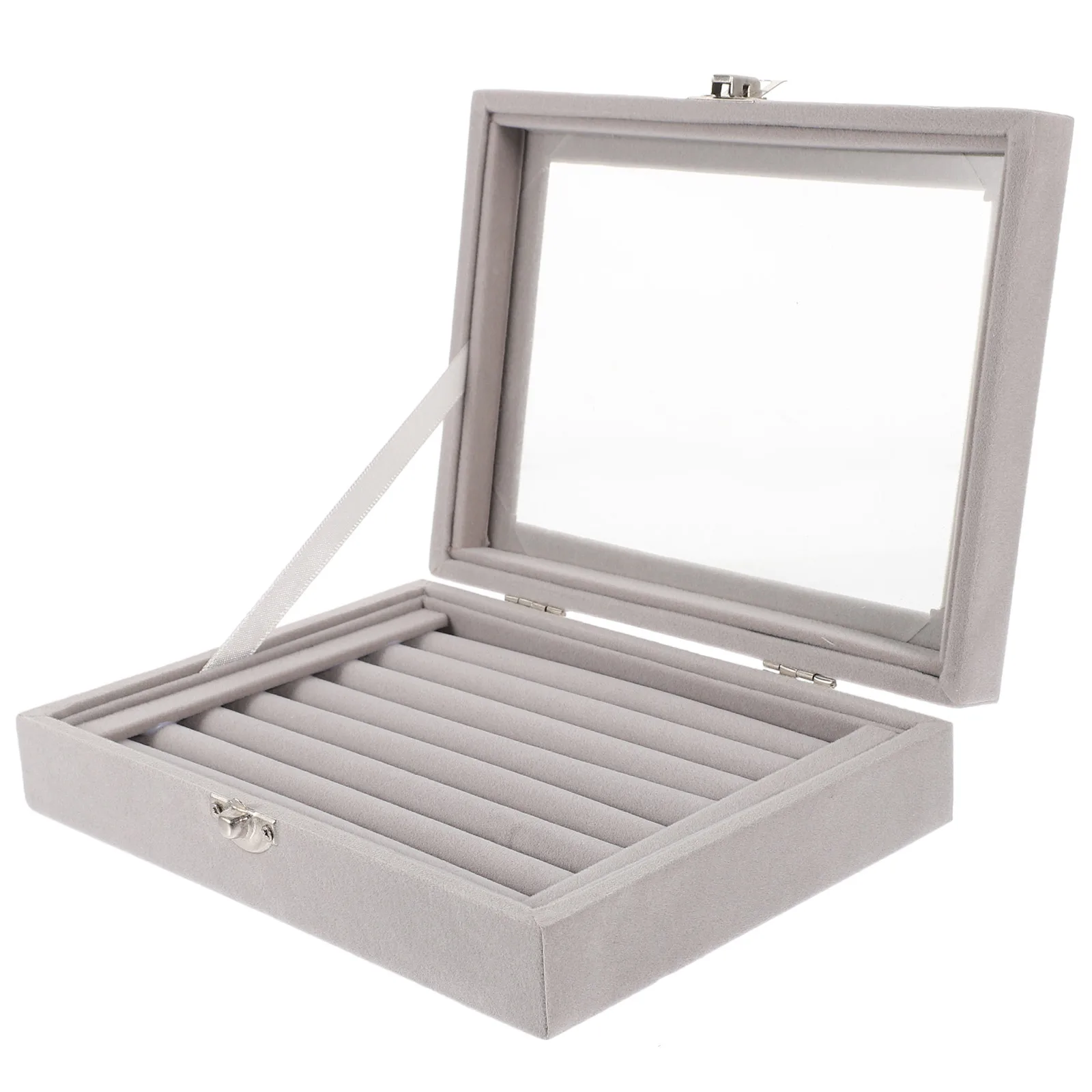Ring Display Box Gray Large Capacity Portable Jewelry Organizer With Clear Lid For Rings Bracelets Necklaces Earrings Storage
Ring Display Box Gray Large Capacity Portable Jewelry Organizer With Clear Lid For Rings Bracelets Necklaces Earrings Storage