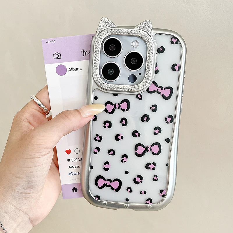Fashion Leopard Bowknot Cat Ear Silver Case For iPhone 15 14 13 11 12 Pro Max Clear Back Cover
Fashion Leopard Bowknot Cat Ear Silver Case For iPhone 15 14 13 11 12 Pro Max Clear Back Cover