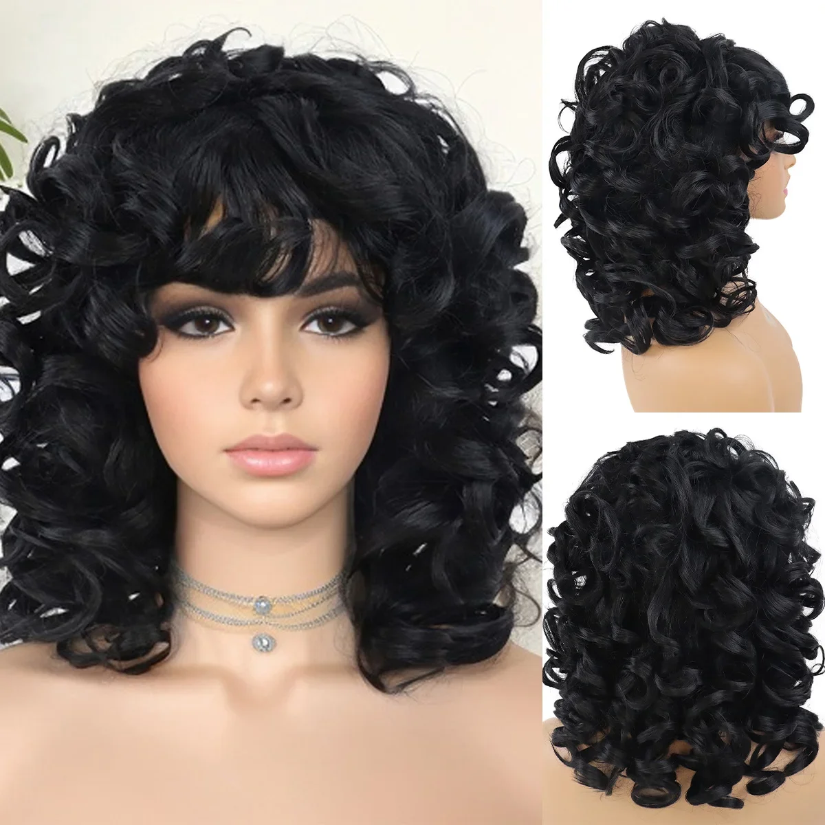 Synthetic Black Big Curly Wig for Women Afro Hairstyle Fluffy Short Ladies Wigs with Bangs Heat Resistant Daily Costume Party
Synthetic Black Big Curly Wig for Women Afro Hairstyle Fluffy Short Ladies Wigs with Bangs Heat Resistant Daily Costume Party