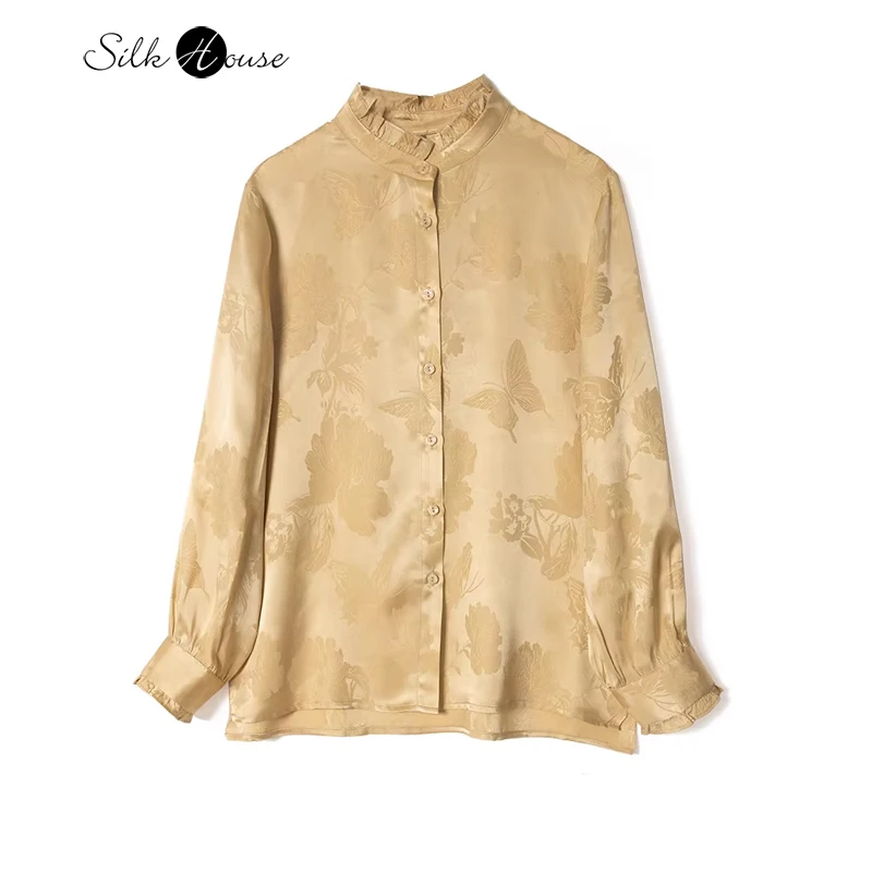 Women's Fashion Spring New Peony Butterfly Jacquard 100% Natural Mulberry Silk Versatile Fashion Comfortable Temperament Shirt
Women's Fashion Spring New Peony Butterfly Jacquard 100% Natural Mulberry Silk Versatile Fashion Comfortable Temperament Shirt